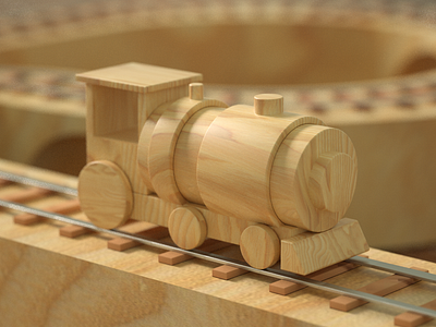 Locomotive 3d cinema 4d design geometry illustration locomotive minimal octanerender railroad wood