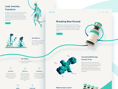 Aeon Biopharma website biopharma brand design identity illustration medical minimal toxin typography web design website