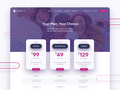 Accesselite Pricing page branding cost medical plan pricing table ui ux website