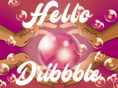 Hello Dribbble! adobe drawing hello dribble illustration procreate typography