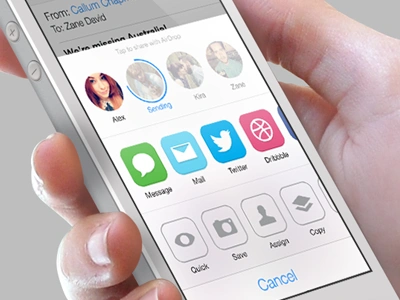 iOS7 AirDrop/Share Redesign airdrop app circles design flat icons ios ios7 iphone iphone5 mobile redesign share