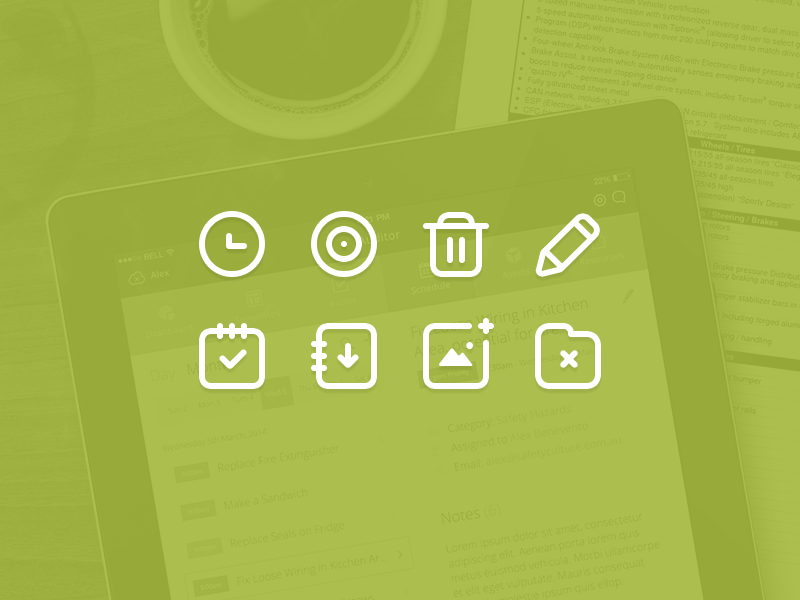 Icons (...again) icons stroke simple clean minimal time audit trash photo folder pencil