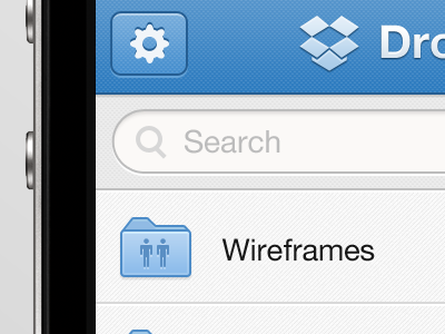 Dropbox App Re-Skin app blue dropbox folders ios iphone list search skin ui