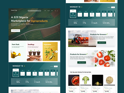 Farmer's Corp agrotech app branding design e commerce food green homepage illustration landpage logo mobile ui uiux vegetable