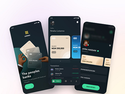 LUMINO app banking branding design fintech ui ui design ux ux design