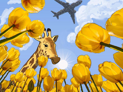 Twiga Five 8 animal animalprint beauty digital illustration planes skyview sunshine wildlife yellow