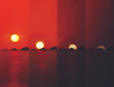 Zonsondergang glow horizon illustration reds sunset timelapse