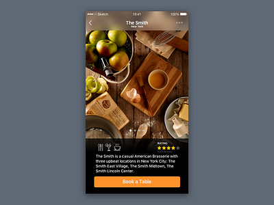 The Smith app black design ios mobile restaurant ui