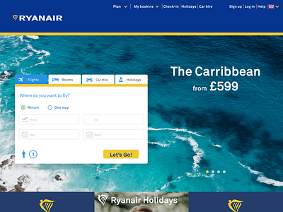 Ryanair Landing Page airport clean landing page ryanair ui visual design web