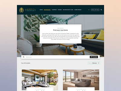 Pardisi Properties branding design interface landing page realestate ui web website