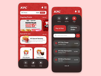 KFC Delivery Redesign 2022 apps chicken food foods fried kentucky kfc red