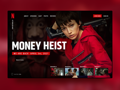 Money Heist app dribbblestyle netflix ui ux web design website