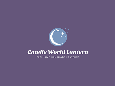 Candle World Lantern brand candle design flat lantern logo modern moon poland simple stars