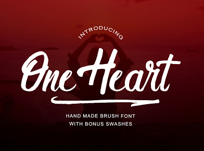 One Heart handlettered font typography vector