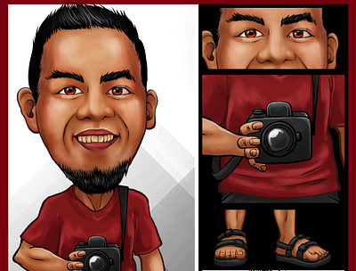 PHOTOGRAPHER Commission bubblehead caricature digitalart digitalportrait illustration mascot character