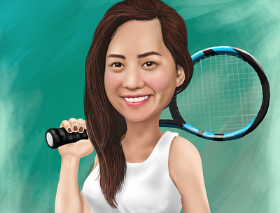 March Commission Tennis Player bubblehead caricature digital painting digitalart digitalportrait illustration