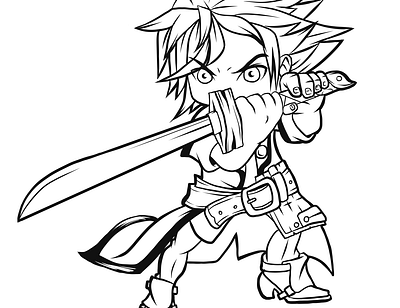 SWORDS MAN chibi illustration