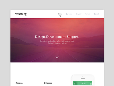 Homepage 2014 design gradient home perte slick ui ux webrising website