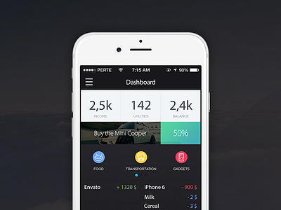 FinanceApp app dashboard data design interface ios iphone mobile stats ui user ux