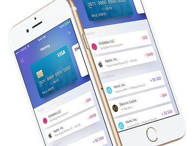 Wallet-N-Pepa app bank card ios list mobile online product ui ux wallet