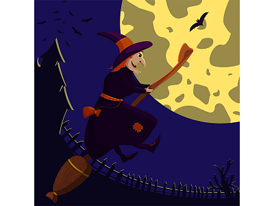 Witch on a broomstick.