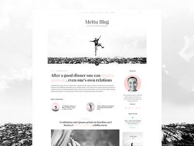 Mettu Blog blog color design flat news pastel pink simple ui ux web design webdesign