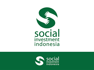 Social Invesment Indonesia brand design flat green hand logo