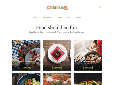 Cemilan UI colorful flat food minimalist pastel simple web design white