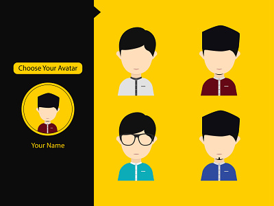 Collection of Vector Avatars Indonesian Muslim Men adobe illustrator design flat flatdesign icon illustration male character symbol vector