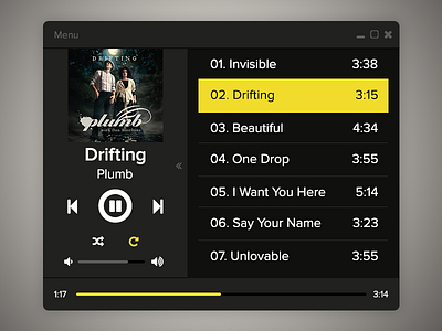 UI Element Challenge -- Day 005 Music Player