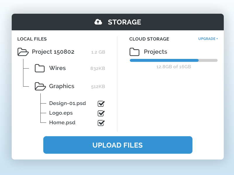 UI Element Challenge -- Day 037 File Storage by James Lucia on Dribbble