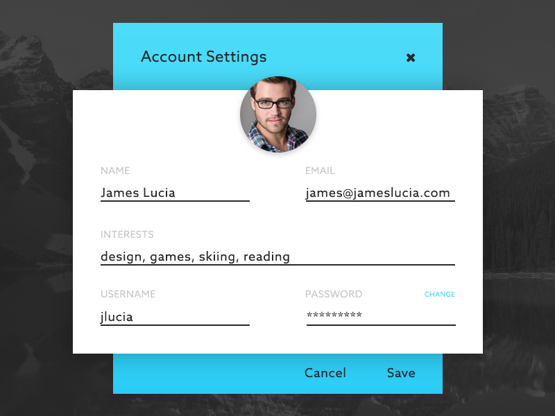 UI Element Challenge -- Day 073 Account Settings by James Lucia on Dribbble
