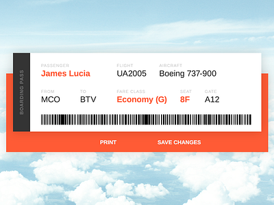 UI Element Challenge -- Day 074 Boarding Pass airplane boarding boarding pass daily challenge ui ui design