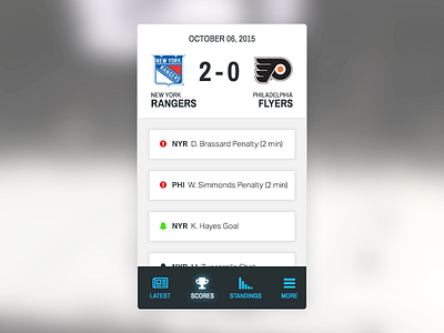 UI Element Challenge -- Day 075 Sports App app daily challenge hockey hockey app score sports sports app ui ui design