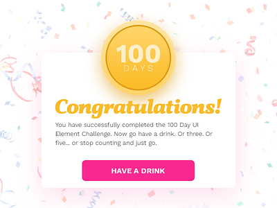 UI Element Challenge -- Day 100 Congratulations Card