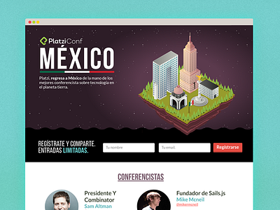 PlatziConf México 2015 conference development html5 illustration isometric js landing mexico platzi startups