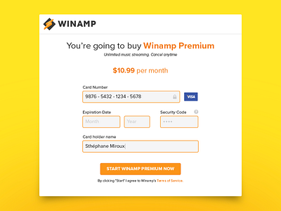 Winamp Payment - Daily UI #002 002 checkout daily ui payment ui winamp