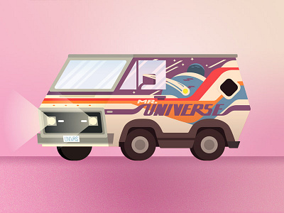 Greg Universe's Van car cartoon fan art gems illustration pink steven universe