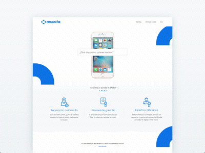 Rescata - Express Repair animation blue clean desktop icon landing page principle prototype ui