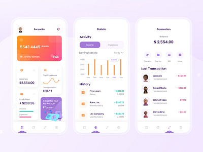 Dompetku Finance App 3d app bank banking chart clean design exploration finance finance app fintech ios mobile money statistics uidesign uiux user uxdesign wallet