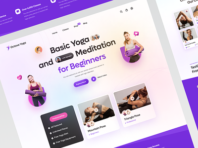 Octave - Yoga Website clean design excercise exploration fitness gym health homepage landing page landingpage simple training ui uidesign uxdesign web design website weightloss workout yoga