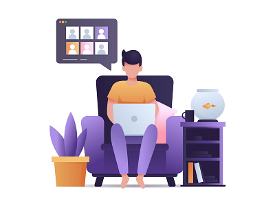 Work From Home adobe illustrator chair design graphic graphic design home illustration illustrator laptop pet social media social network socialmedia stay home stay safe stayhome technology vector work workfromhome