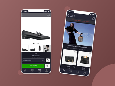 Mobile App - CoooL (Part 2) adobexd app atomic design clothes design fendi gucci mobile mobile app mobile design shoes shopping app ui ux
