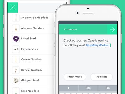 Shopify Post app ios iphone mobile products teal ui