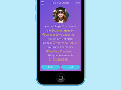 umwho profile app design ios iphone mobile readable text