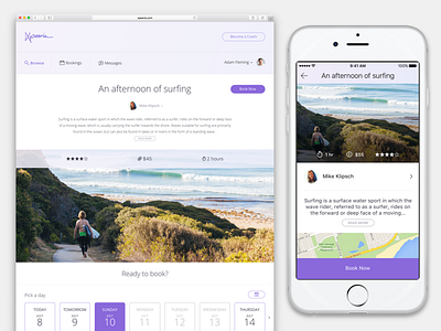 Xpeeria Booking app design ios layout mobile page schedule web