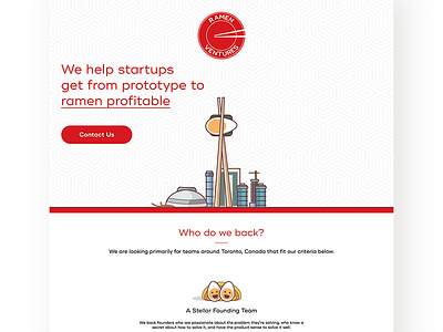 Ramen Ventures company eggs illustration landing marketing noodle ramen site toronto venture website