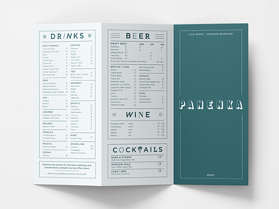 Menu Card for a high-end Sports bar layout menu card sport bar