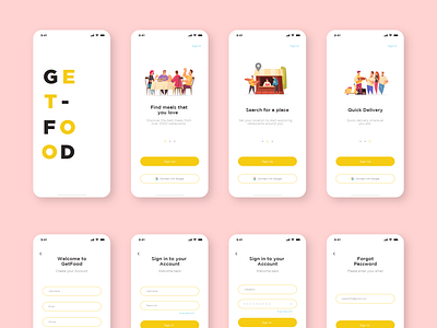 Getfood app UI @app @design @ui @uidesign @uiux @webdesign @prototyping @uiux design @uxdesign app branding ui