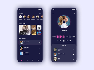 Music Player Concept app app ui design figma icon mobile app mobile ui muisc app ui music music player song ui uiux ux uxui xd